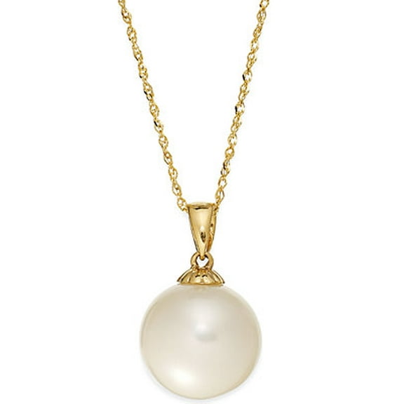 Paris Jewelry 18K Yellow Gold 1/2 Ct Freshwater Cultured Pearl Round 18inch Necklace Plated
