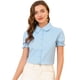 thumbnail image 1 of Blusa de Algodón con Volantes y Cuello Vuelto para Mujer Azul Claro S, 1 of 6