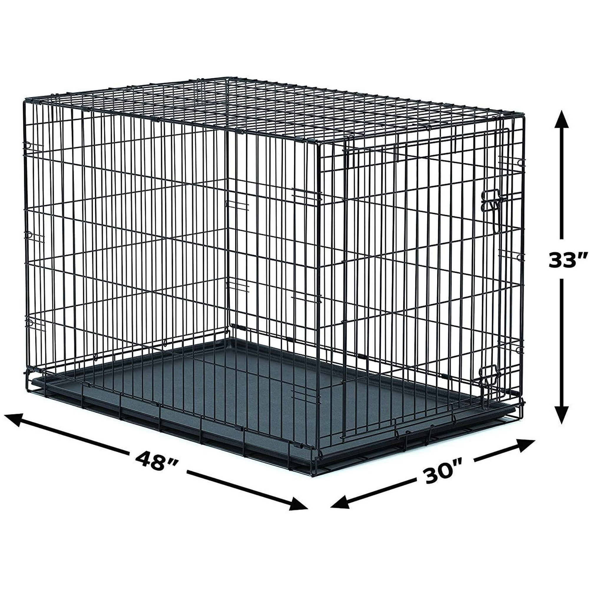 New World 48 Folding Metal Dog Crate Includes Leak Proof Plastic Tray Dog Crate Measures 48L x 30W x 33H Inches Fits XL Dog Breeds Walmart