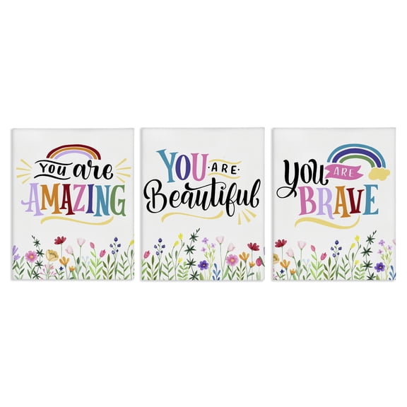Stupell Industries Eclectic Confidence Sentiments with Florals 3pc Canvas Art Set, 11 x 14 each, by Kim Allen