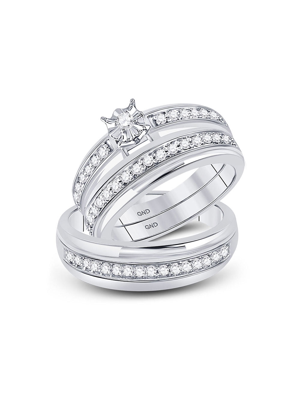 Mens 10K White Gold 7.0 MM Diamond Engagement Wedding Band Fashion Ring .15 Ct 