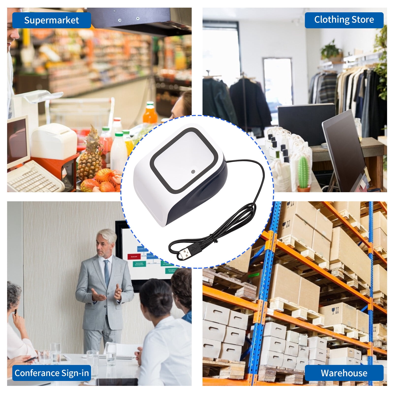 Barcode Scanner,Qr Scanner Hands-free 1d 2d Qr Play Compatible With Window Supermarket Retail Store Compatible With Window Hands-free Usb Wired Scanner Hands-free Usb 2d Qr Scanner Huiop