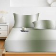 thumbnail image 6 of Twin XL Size Fitted Sheet Set - Sage Green White Ombre 2 Piece Bedding Sets 16" Deep Pocket Fitted Sheet with 1 Pillowcases, Abstract Art Modern Green Gradient Brushed Microfiber Luxury Bed Sheets, 6 of 9