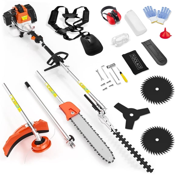 YOTREE 52CC 2-Stroke Gas 6-in-1 Multi Functional Trimmer, Pole Saw, Hedge Trimmer, Brush Cutter, Weed Eater, Lawn Edger & Chainsaw Pruner for Yard Garden