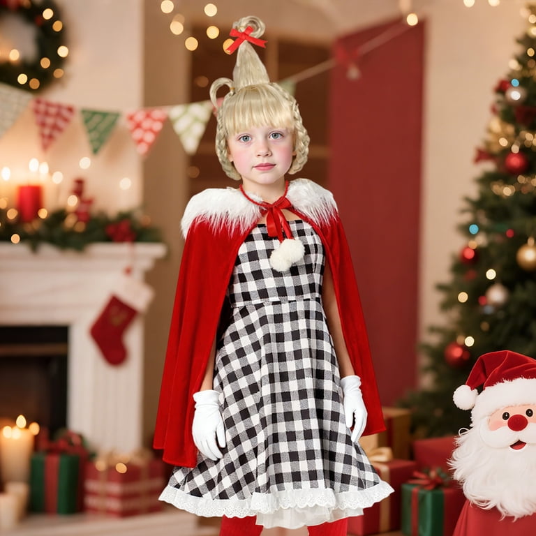 dress in red with festive accessories kids Girls Red Trapeze Party Dress with a Bow 3 Years / Red main image 0