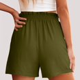 thumbnail image 5 of Tnhcen Women's High-Waisted Elastic Cargo Shorts with Ruffled Waist – Loose Fit Casual Shorts with Pockets Stretchy Waistband Comfortable Solid Shorts for Women S-2XL, 5 of 9