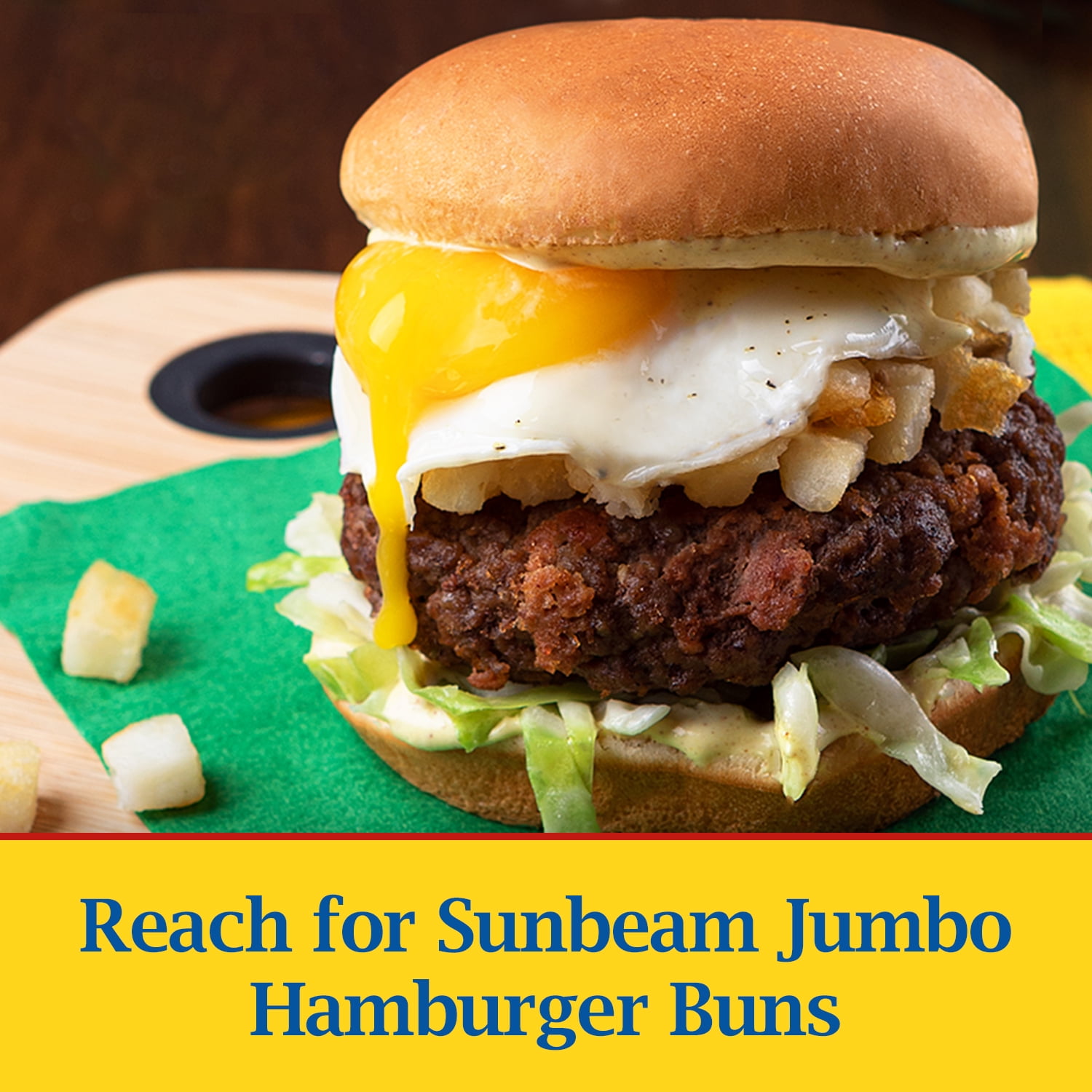 Sunbeam Jumbo Hamburger Buns, Enriched White Bread Burger Buns, 8 Count, Shelf-Stable