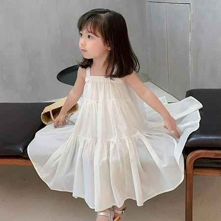 

Greyghost 1Pc Children s Korean Version Of The Suspender Skirt Summer Girls Skirt Dress Beach Skirt Beach Dresses with Suspenders Lovely White 110