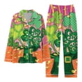 thumbnail image 1 of GDREDA Pyjamas Femmes Femmes Pyjamas Ensemble Assorti Pyjamas des Fêtes Ensemble de Pyjama Classique pour Femmes à Boutons en Satin Long avec Poches Ensembles de Pyjama pour Femmes Pyjamas Orange,G, 1 of 3