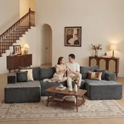 Cubente 134.7 Modular Cloud Sectional Sofa, Cloud Boneless Couch No Assembly Required U-Shaped Couches with Chaises, Oversized Sofa with 4 Seats for Living Room