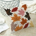 thumbnail image 5 of Fall Pillow Covers 18x18 Set of 2, Maple Leaf Pattern Fall Decorative Throw Pillows Linen Autumn Thanksgiving Decorations Farmhouse Cushion Pillow Covers for Sofa Couch Outdoor Decor, 5 of 6