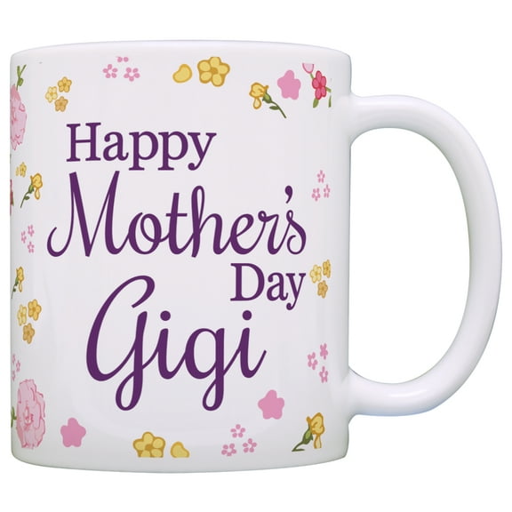 ThisWear Mothers Day Gifts Happy Mother's Day Gigi Gift for Grandma Mom 11 ounce Coffee Mug Floral