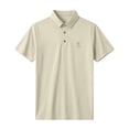 thumbnail image 7 of hoksml Men's Short Sleeve Collared Shirt 3 Button Collared Solid Breathable Regular Fit Golf Top for Business Daily Vacation Casual Wear, 7 of 7