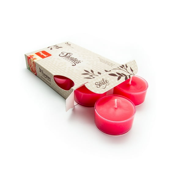 Pomegranate Tealight Candles - 6 Red Premium Scented Tea Lights - Shortie's Candle Company