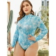 thumbnail image 2 of BeautyIn Women's Plus Size Rash Guard One Piece Swimsuit Back Zip High Cut Swimwear, 2 of 7