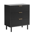 thumbnail image 2 of Commode Moderne Cannelée à 3 Tiroirs – Armoire de Rangement Grand avec Pattes en Métal, devant Texturé, Dispositif Anti-Basculement – Coffre Gain de Place pour Chambre, Entrée, Salon – Noir Moucheté, 2 of 7