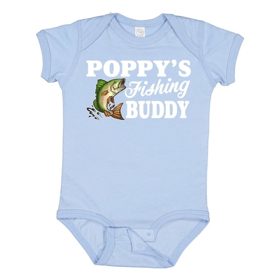 Inktastic Poppy's Fishing Buddy with White Text Boys Baby Bodysuit