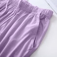 thumbnail image 4 of Lenpel Wide Leg Knee Length Pj Bottoms for Women Pleated Drawstring Elastic Waist Cropped Pajama Pants Comfy Soft Lounge Sleep Bottoms, 4 of 6