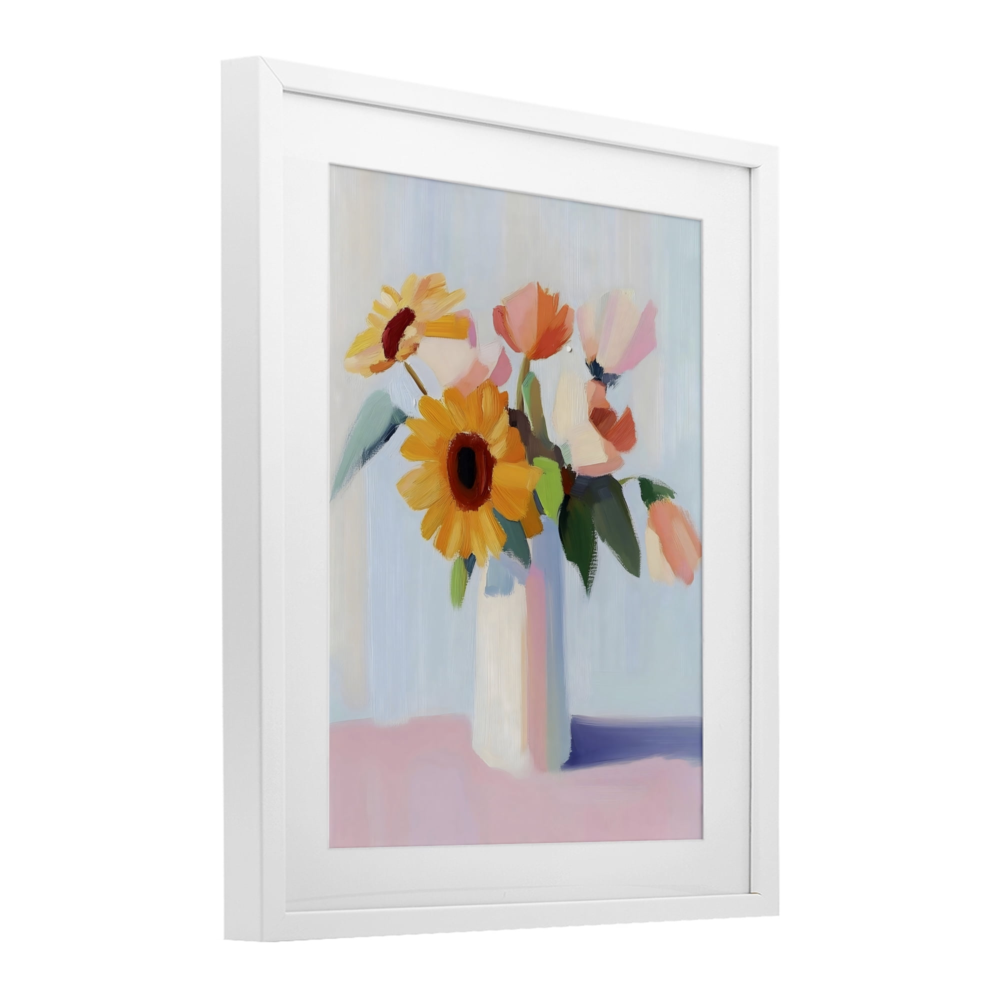 Stupell Industries Sleek Vase Bouquet White Framed Print Under Glass, design by The Prints Vibe