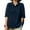 Navy, variant on Raeneomay Button Down Shirts 3/4 Length Sleeve tops for WomenFashion Solid Color Loose Round Neck Top