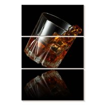 Elephant Stock Whiskey Glass Reflection Wall Art - Vertical Multi Panel Canvas - Living Room Wall Decor - Food And Drink Multi Panel - Black And Orange Decor - 42" x 65"