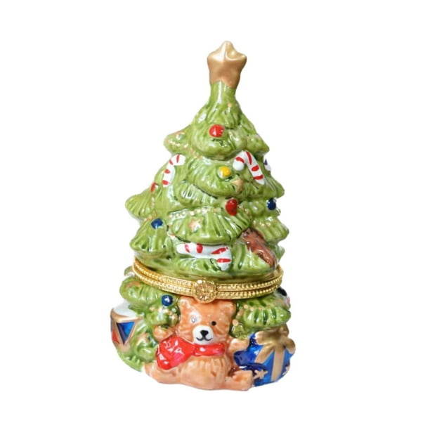 Joyero de árbol de Navidad, caja de regalo, decoración de escritorio, caja de recuerdos, San Valentín Verde