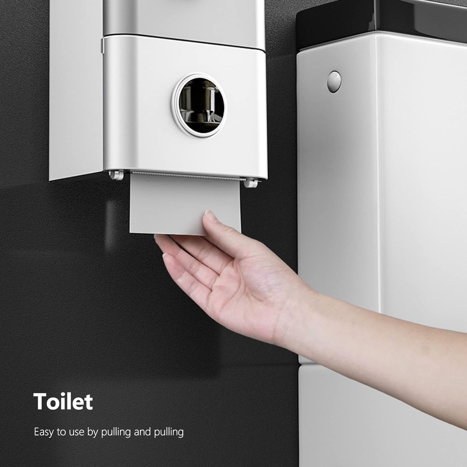 Wall Mounted Toilet Paper Holder with Drawer & Shelf, No-Drill Bathroom Tissue Box Organizer
