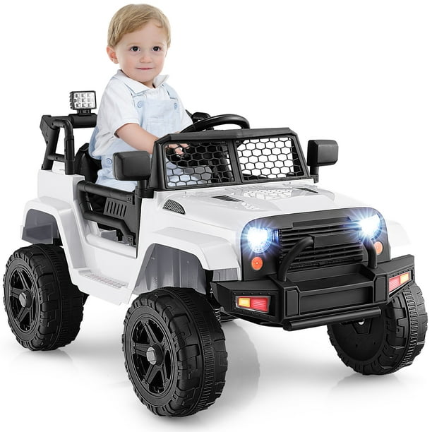 Gymax 12V Kids Ride On Truck Car Electric Vehicle Remote w Music Light White