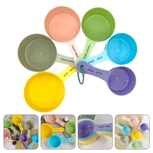 unbranded 6Ud De Cucharas Medidoras De Plástico Con Escala Multicolor Para Cocina Y Repostería
