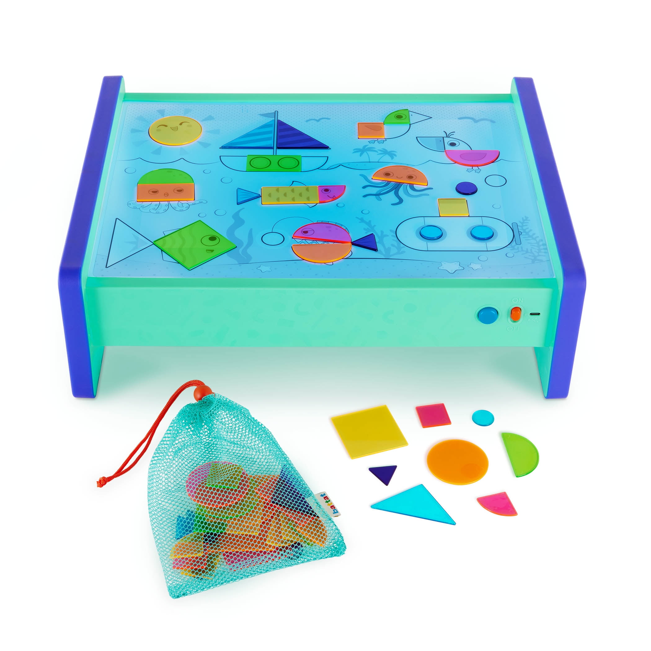 Battat Boîte lumineuse Shine Bright en plastique – 60 formes et 3 feuilles transparentes, jouet pour tout-petits et enfants d’âge préscolaire BOÎTE LUMINEUSE BATTAT