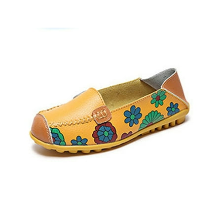 

Colisha Ladies Flats Slip On Loafers Cutout Casual Shoes Dates Lightweight Walking Shoe Floral Mocassins Yellow 6