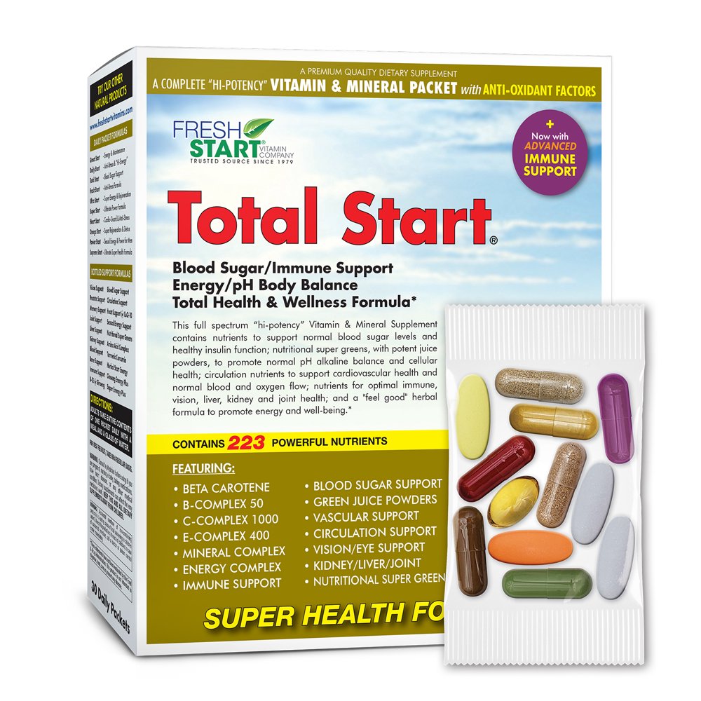 Total Start Complete Daily Vitamin Pack Blood Sugar, Immune Support