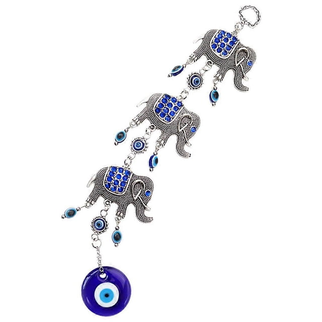 Evil Eye Elephant Hanging Decor Wall Door Window Decor Metal Multi Color Protection Decorative 1Pcs