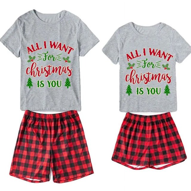 Conjuntos a juego de pijamas navideños para parejas Todo lo que quiero para Navidad eres tú Conjunto de pijamas cortos para estar en casa para adultos