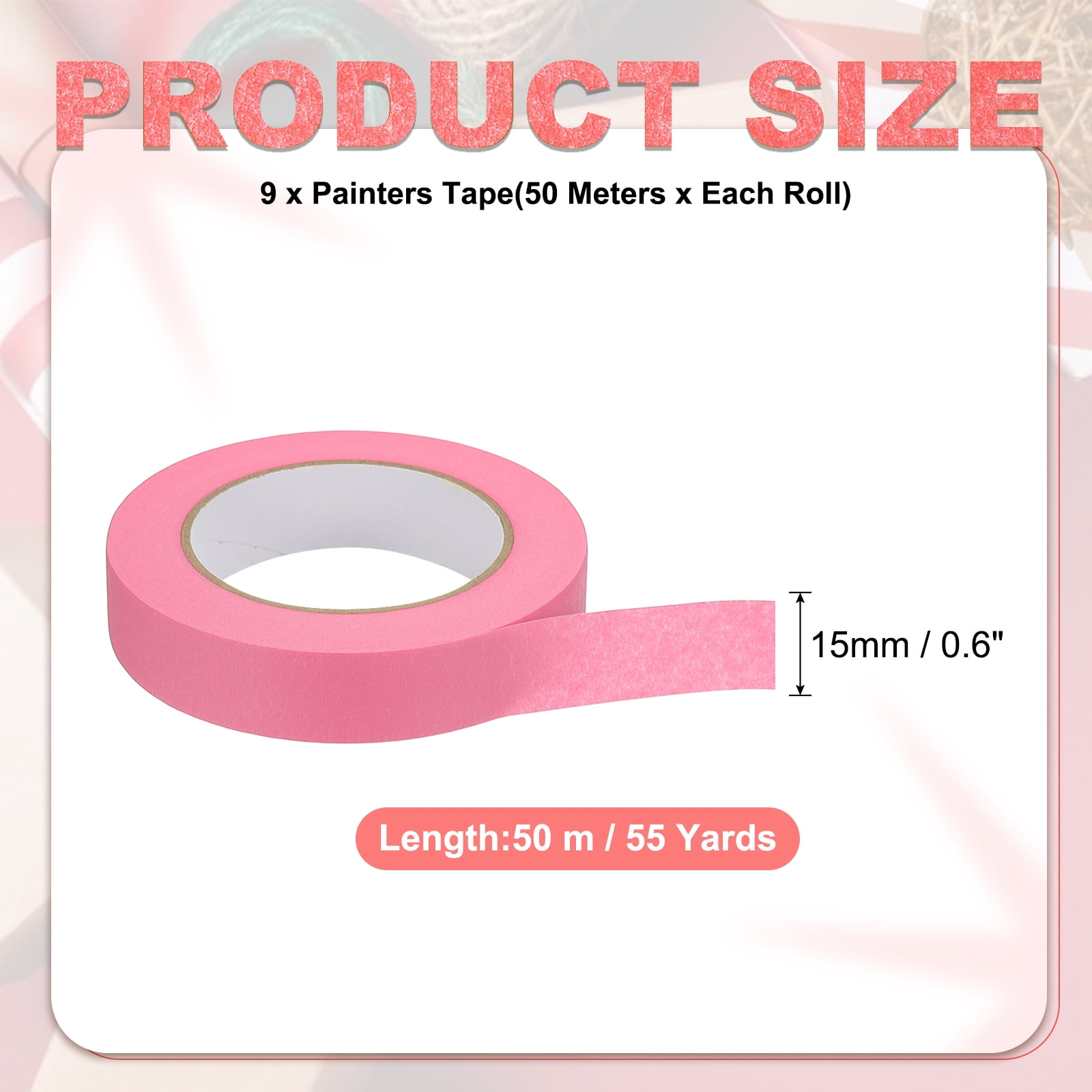 1 Inch x 495 Yards Painters Tape, Adhesive Masking Tape Paint Tapes for Wall Painting DIY Artist Craft Arts Decoration Labeling, Pink