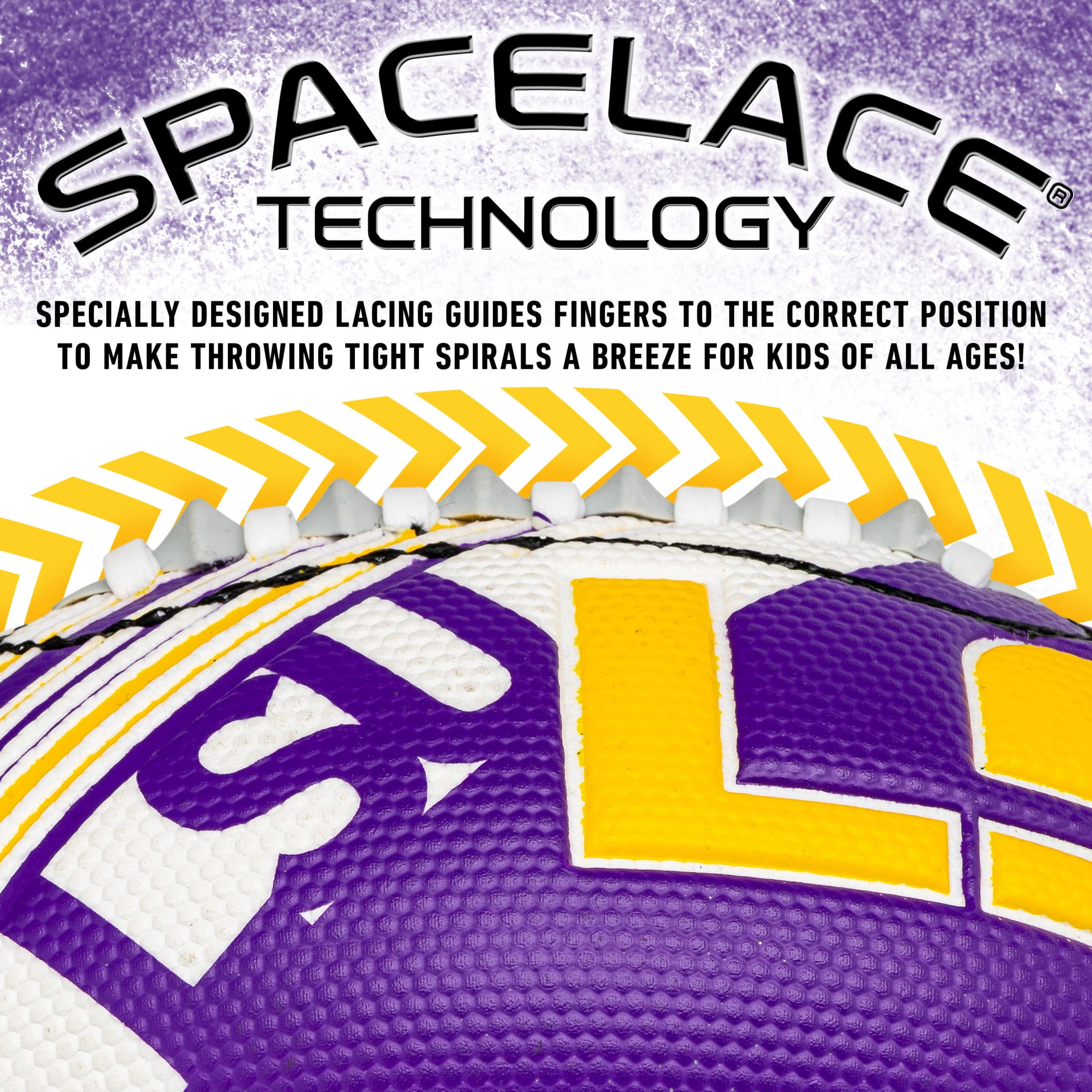 NCAA LSU Tigers Football - Youth Mini Football - 8.5" Football- SPACELACE Easy Grip Texture- Perfect for Kids !