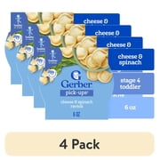 (4 pack) Gerber Mealtime for Toddler, Pick-Ups, Cheese & Spinach Ravioli, 6 oz Tray
