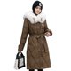 thumbnail image 2 of Chaqueta de algodón con cuello blanco para mujer en invierno, chaqueta ajustada y de moda de estilo medio a largo por encima de la cintura hasta la rodilla, 2 of 6