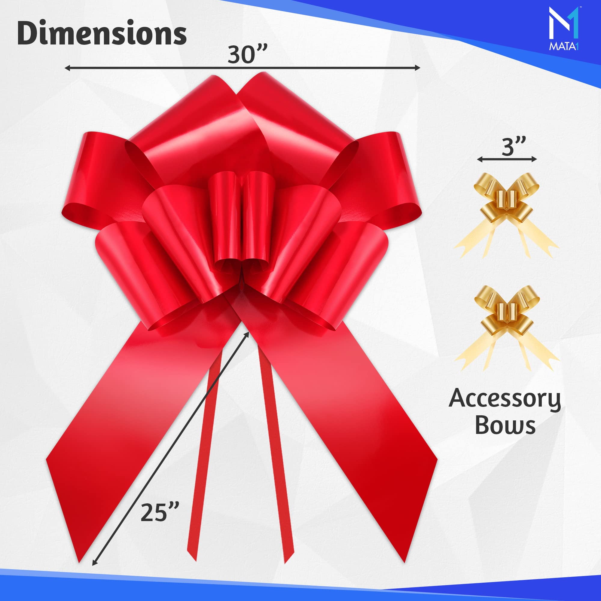 30 Inch Giant Red Car Gift Bow, Polypropylene Indoor / Outdoor Décor Bow by Mata1
