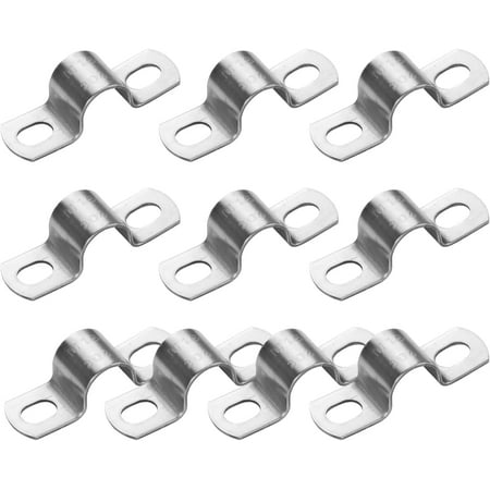 

10Pcs 16mm Heavy Duty U-Tube Strap Clamp- 2 Hole Stainless Steel-304 U Bracket Pipe Strap Clamp Hanger Tube Tension Clips ID 5/8 Inch