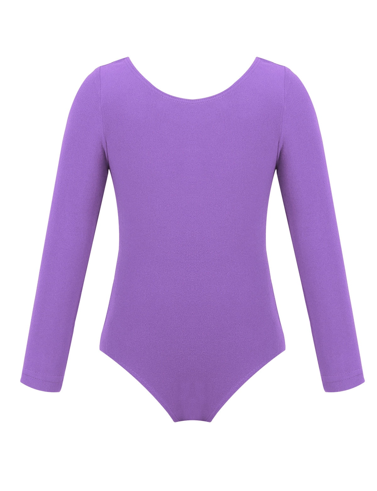 DPOIS Kids Girls Classic Long Sleeves Ballet Dance Leotard Gymnastic  Bodysuit Lavender 8