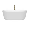 thumbnail image 2 of Carissa 67 Inch Freestanding Bathtub in White with Shiny White Trim and Floor Mounted Faucet in Brushed Gold, 2 of 5