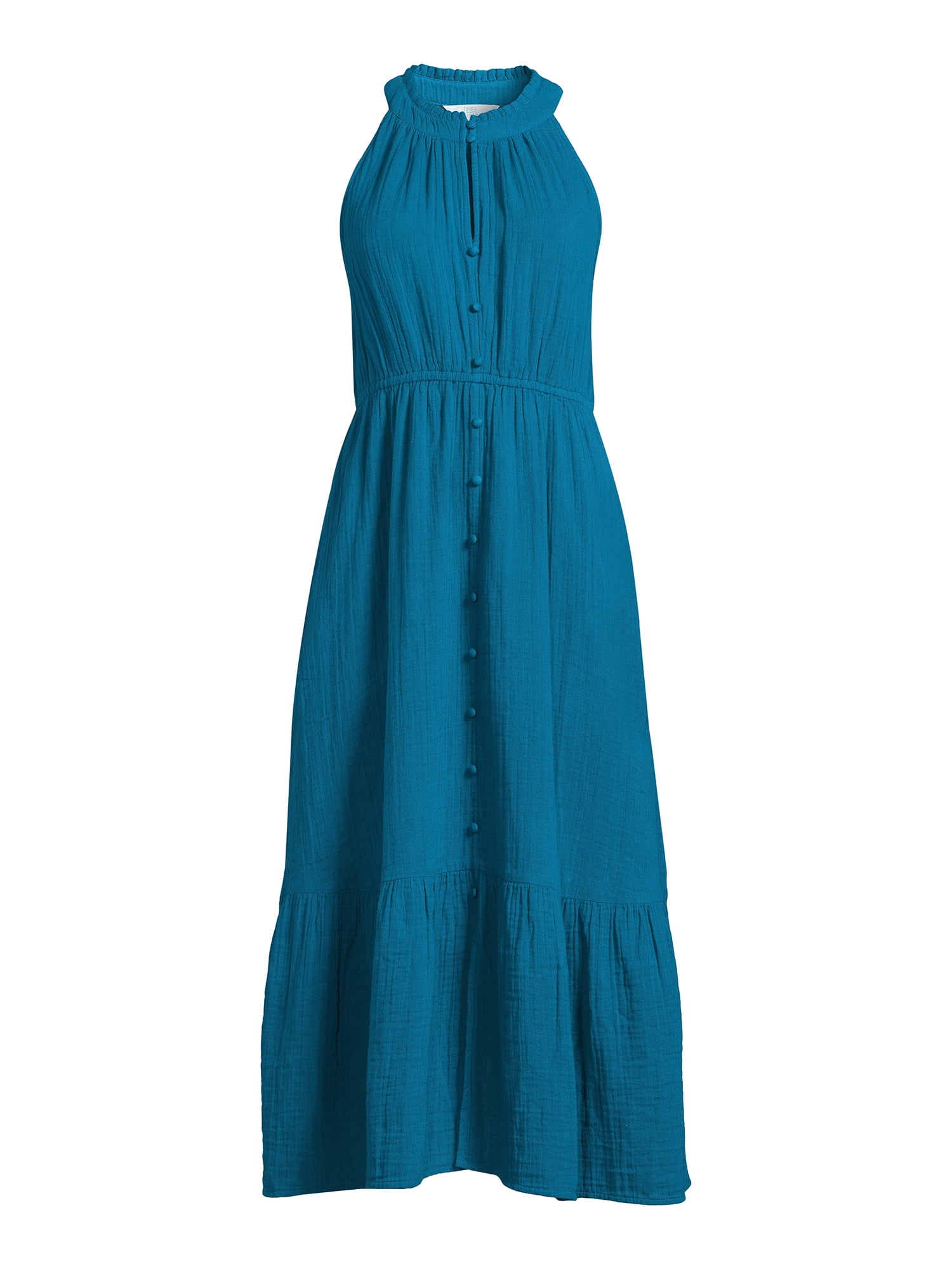 Time and Tru Women's Sleeveless Double Cloth Midi Dress