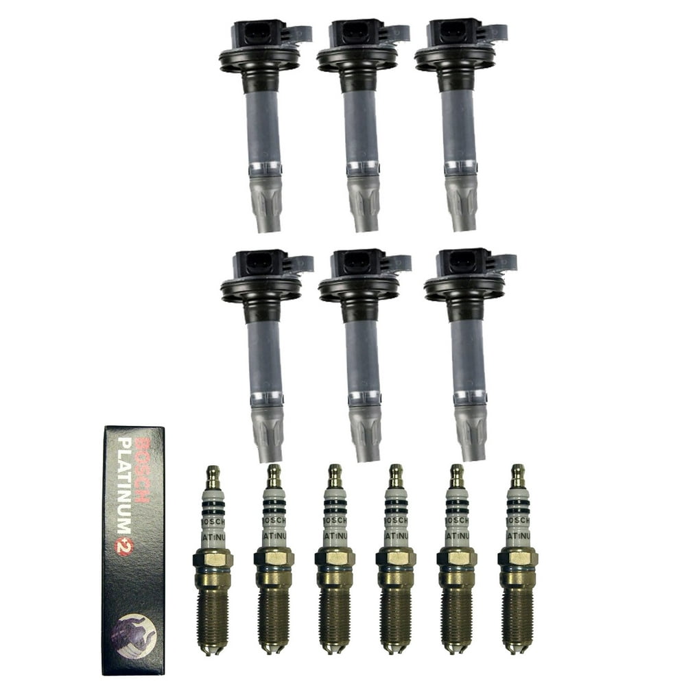 Set of 6 ISA Ignition Coils and 6 Bosh Spark Plugs Compatible with 2011