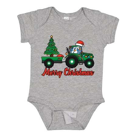 

Inktastic Christmas Tractor Boys or Girls Baby Bodysuit