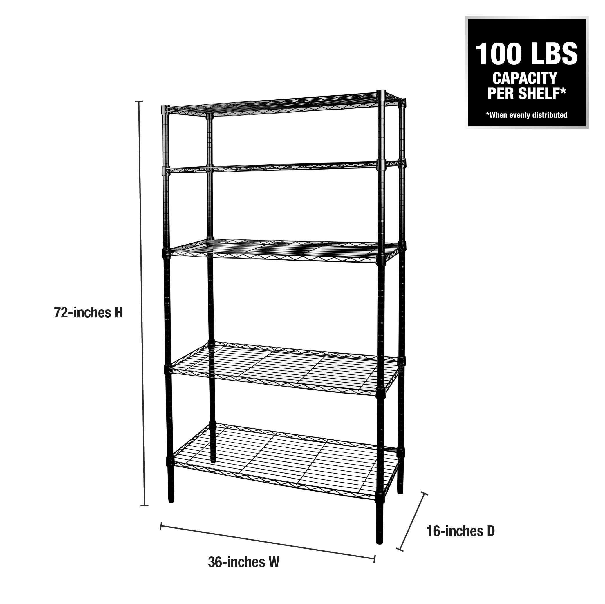 WorkPro 5-Tier Black Wire Shelving