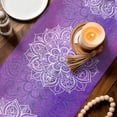 thumbnail image 3 of Boho Floral Table Runner - 70 Inch Long Purple Flowers Vintage Bohemian Watercolor Cotton and Linen Blended Dress Scarves Farmhouse Table Runner for Kitchen Dining, Coffee Table, 13" x 70", 3 of 8