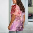 thumbnail image 3 of USSUMA Womens Blouses and Tops Dressy Womens Summer Casual Tops Trendy Marble Print Shirts V Neck Short Sleeve T-Shirts Dressy Blouse Comfy Soft Tees, 3 of 5