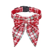 Christmas Dog Collar with Bow, Adjustable Plaid Bowtie Dog Christmas Collars for Dogs Pets