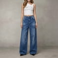 thumbnail image 6 of Zivyakyron Baggy Wide Leg Jeans for Women Summer Full Length High Waisted Denim Jeans for Women Plain with Beaded Culottes Retro Casual Pants, 6 of 8